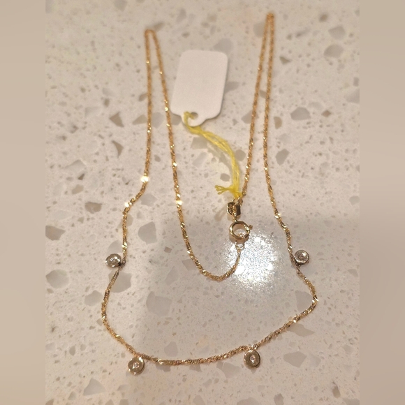Jewelry - 💠🦋14K Real Gold Dainty Necklace with White Stone Accents🦋💠